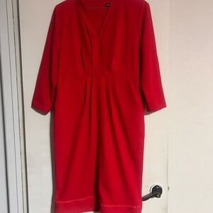 Halston Heritage Vibrant Red Long Sleeve Dress